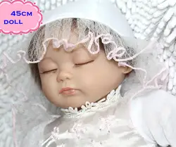 18 дюймов Новое поступление спальный силикона Reborn Baby Куклы в Белая юбка как принцесса кукла для детей игровая кукла Pullip Бесплатная доставка