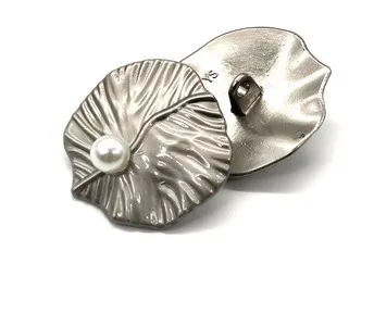 

New 10 pcs fashion High grade Metal Leaves pearl jacket buttons shirt Sweater button Decorations Accessories 27mm Free shipping