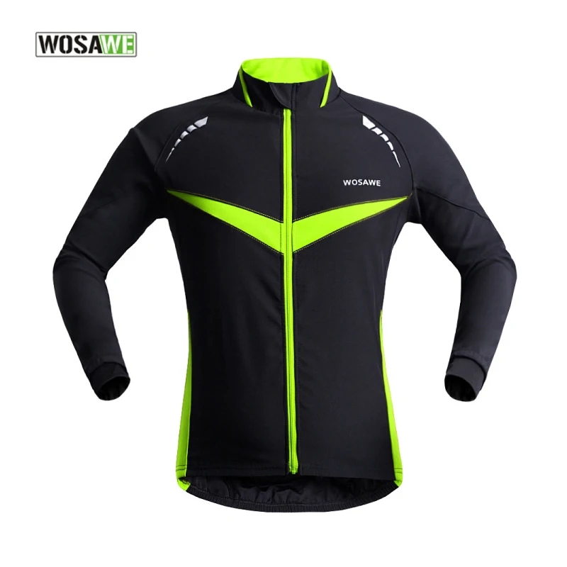 

WOSAWE Autumn & Winter Cycling Jacket Breathable Windproof Long Sleeve Bike Cycle Wind Coat Reflective Bicycle Clothing
