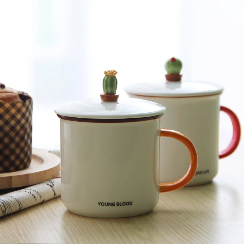 

Copo With None New 2019 Ceramic Mug Hot Sale 1 Handgrip Canecas Simple Pastoral Style Cactus Male And Female Water Cup Coffee