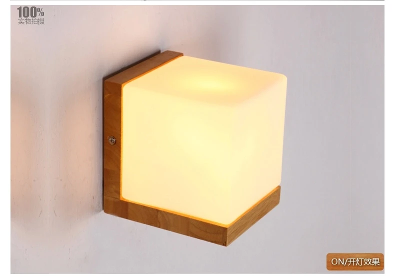 

2016 modern new European style Creative American retro Restaurant Bar Cafe oak aisle bedside lamps wall lamp cube free shipping