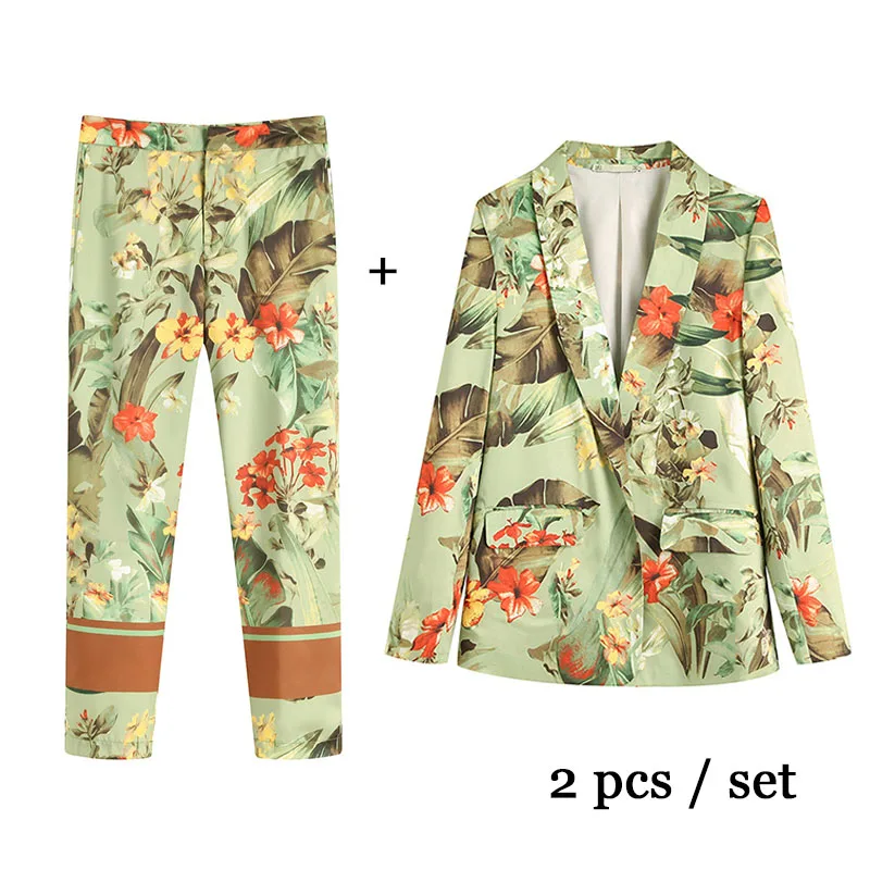 2pcs/set Summer Vintage Floral Print Tracksuit Women Two Piece Set Pants and Shirt Set Halter Casual Wide Leg pants Outfits 2pcs/set Summer Vintage Floral Print Tracksuit Women Two Piece Set Pants and Shirt Set Halter Casual Wide Leg pants Outfits