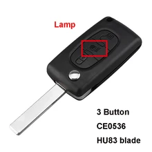 3 кнопки чехол для выкидного ключа для Citroen C2 C3 C4 C5 C6 Picasso в случае удаленности автомобиля свет символ CE0536 необработанное лезвие с пазом