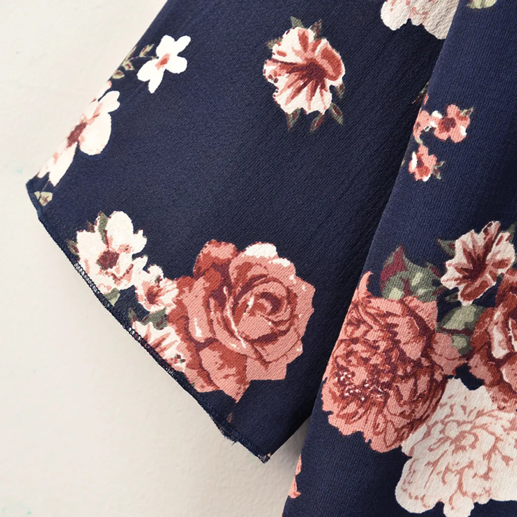Women Chiffon Kimono Spring Floral Printing Long Blouse Irregularity Tops Bikini Swimwear Beach Smock Blusas Mujer 2019 #10T