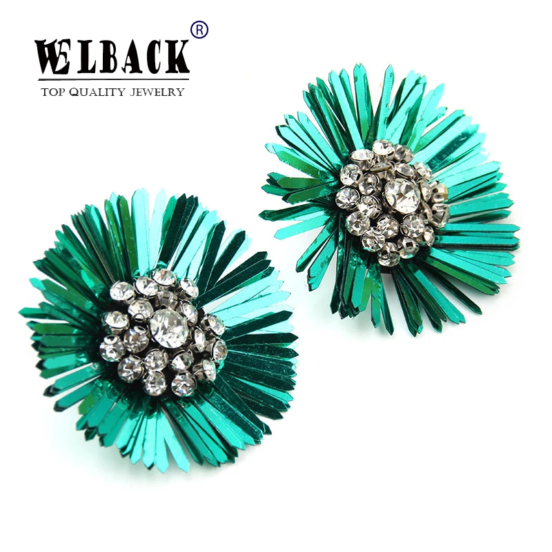 

2018 New Fashion Sequins Big Flower Stud Earrings for Women Trendy Bohemia Style Handmade Earings Wedding Jewelry Party Gifts