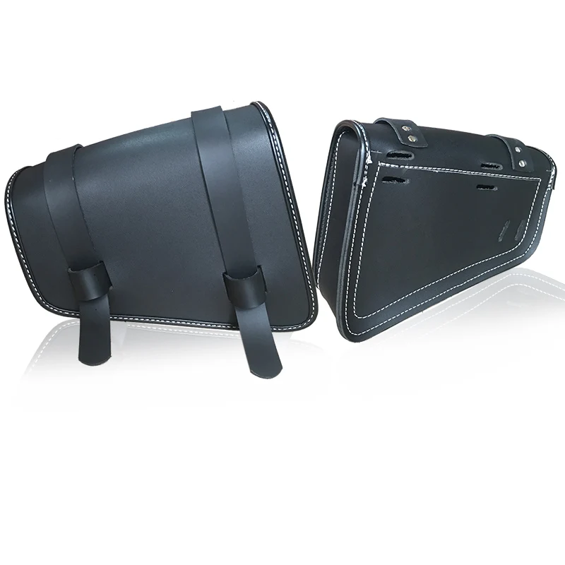 

For Honda Yamaha Harley Sportster XL 883 XL1200 Softail Motorcycle PU Leather Saddle Bags Luggage Black Left+Right Side Tool Bag