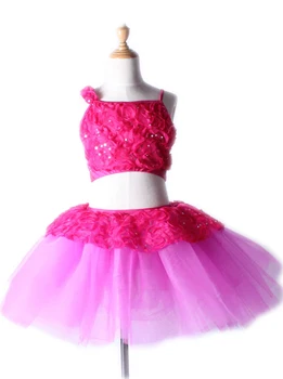 

The new children's female two-piece midriff ballet dress long acrobatics show stage dance ballet dress for girls