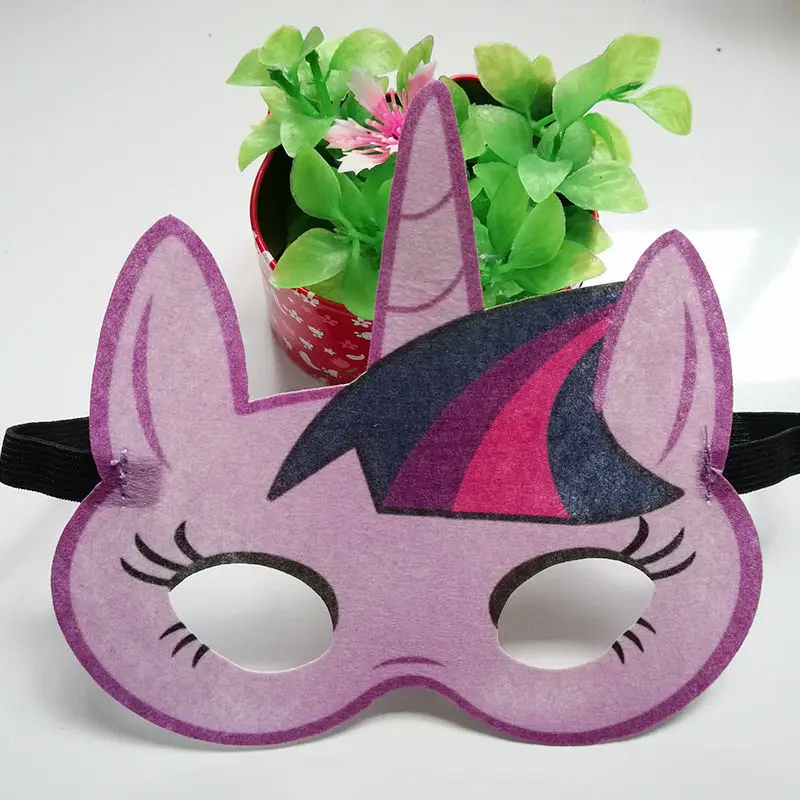 Unicorn Party Masks Cartoon Rainbow Mask 1st Birthday Party Decorations Kids My Little Pony Girl Children's day Mask Supplies3