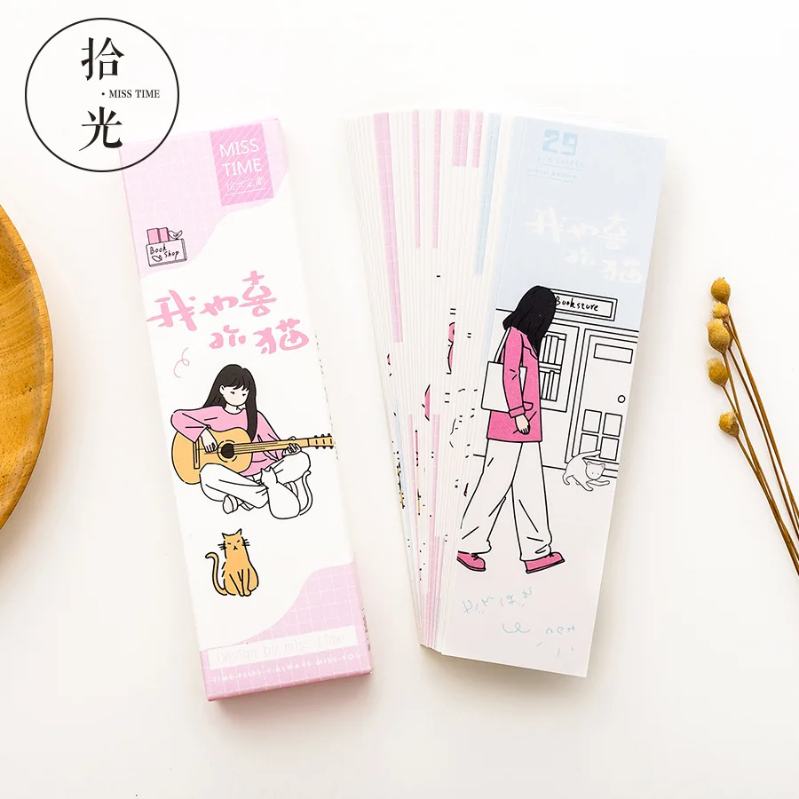 

30 pcs/1lot Cartoon Paper bookmarks Cherry blossom and like cat bookmark for books/Share/book markers/tab for books/stationery