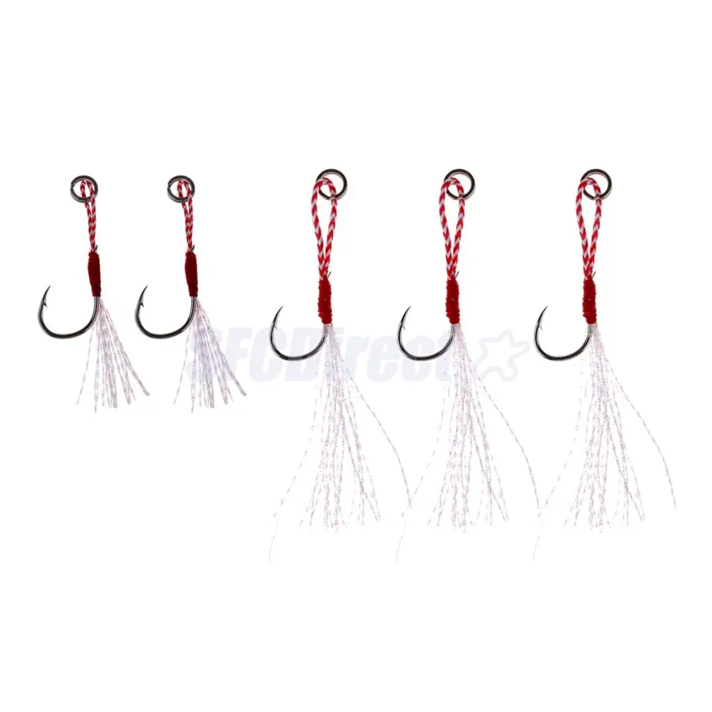 5Pcs Deep Sea Fishing Assist Hooks Worm Barbed Hooks Live Baits Hooks with PE Line 13# 15# 17#