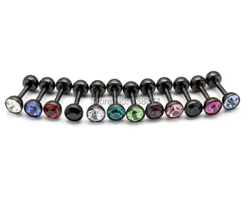 

Boys simple 4.5mm Diameter No fade Black titanium steel Austrian crystal Women Men Screw stud earrings 12 colors