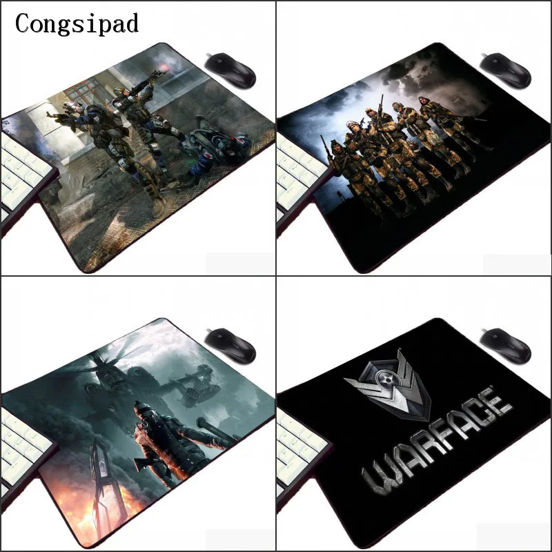 Congsipad Warface Video Fps Game Pattern Print Diy Mousepad Mini Pc Rubber Gaming Table Desk Mat for Gamer Player To Decorate