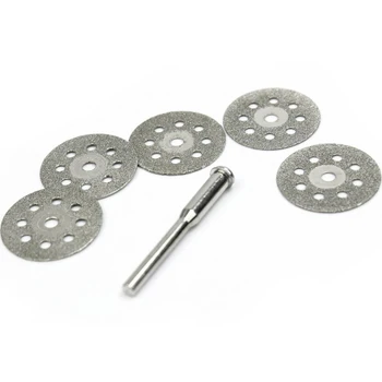 

5 PCS Mini 22mm Discos Corte Diamante Rotatorio + 1 Mandril para Dremel CLH@8