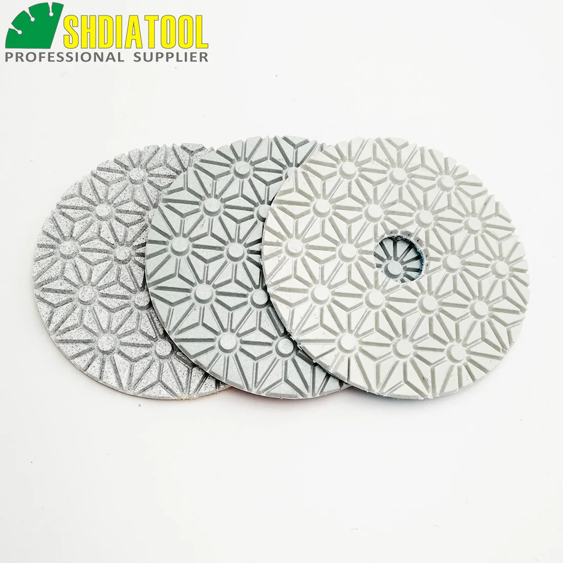 

SHDIATOOL 3pcs/set Dia 100mm/4inch Three Steps Diamond Polishing Pads Resin Bond Flexible Sanding Discs For Marble Soft Stone