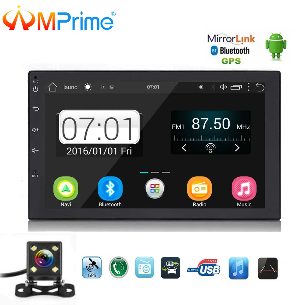 

AMPrime 2 Din Car Radio GPS Navigation Android System Car Audio Player Touch Screen Car radio USB Bluetooth Player Autoradio 12V