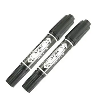 

Students 2 Pcs Black Ink Plastic Shell Broad Marker Pen