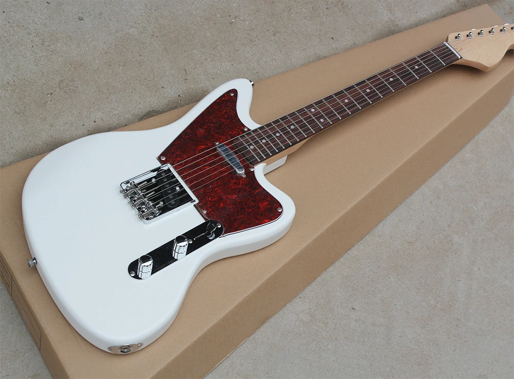 

Factory custom 21 frets white electric guitar with red pearl pickguard,SS pickups,Rosewood fingerboard
