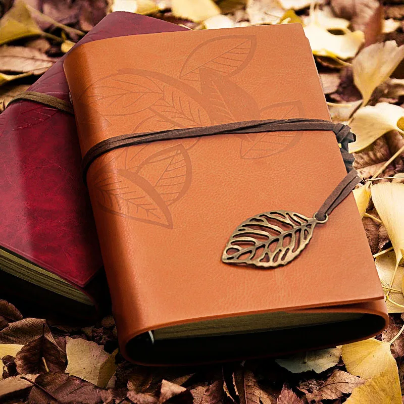 

Fashion Retro leather Travelers Notebook Strap Spiral Notebooks and Journals Refillable Bullet Journal School Notebook HJW057