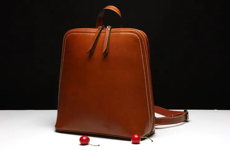 Женская школьная сумка из натуральной кожи для девочек, коричневый модный рюкзак, кожаный женский рюкзак для путешествий
