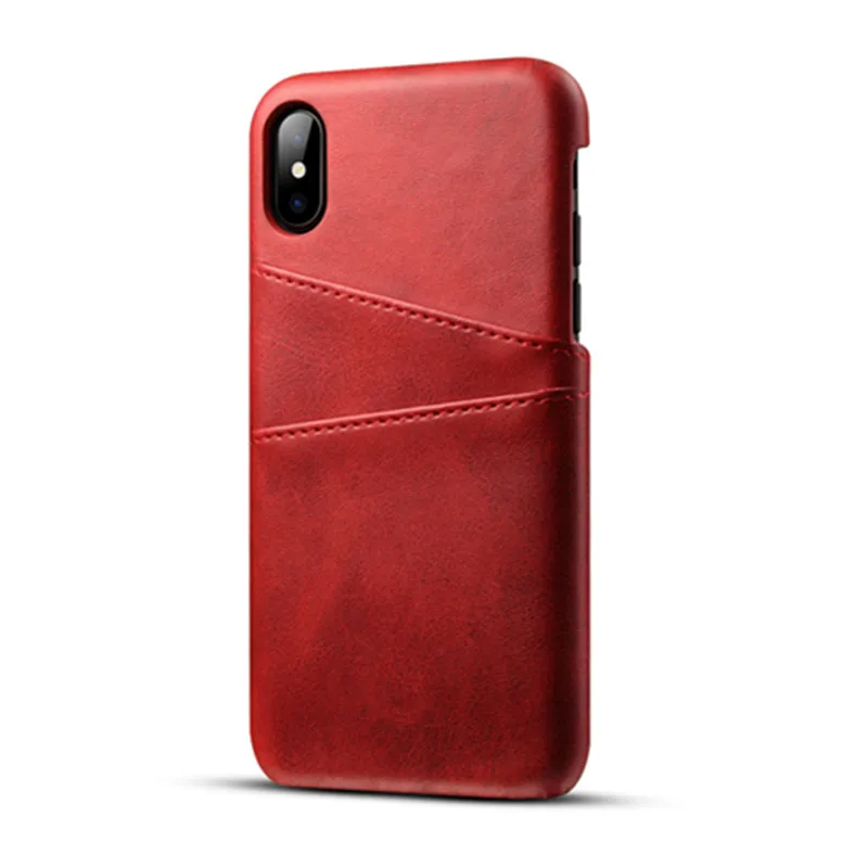 Роскошный чехол из искусственной кожи держатель для карт Слот для iPhone 11 Pro Max X XR XS Max тонкий гибридный жесткий чехол для samsung Note 10 A50 - Цвет: Red