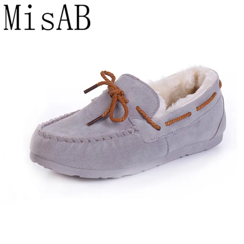 Vente 2018 hiver femmes appartements chaud de fourrure d hiver bottes slip sur mocassins plat confortable hiver femmes casual chaussures plus la taille ALF250