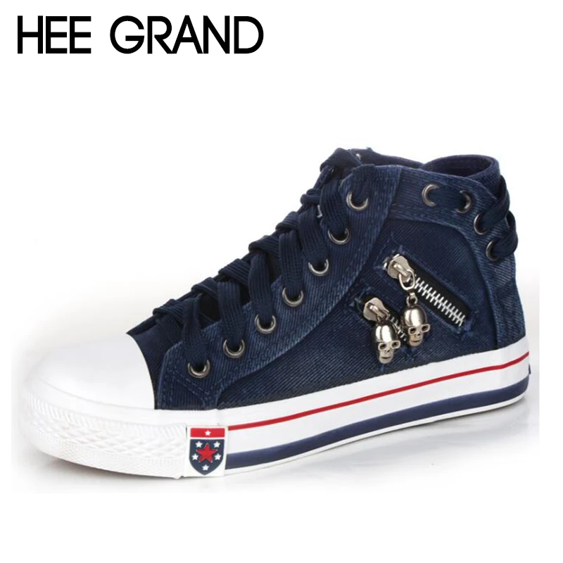 HEE GRAND/Новинка года; модная женская обувь; обувь из джинсовой ткани; Повседневная Уличная Женская Повседневная рабочая обувь; женская обувь на шнуровке; XWF655