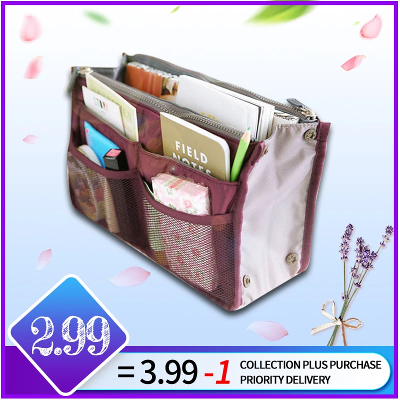 

17 colors Multifunction practical Storage bag make up bag Insert handbag Household Cosmetic bag women/men Organizer Handbag