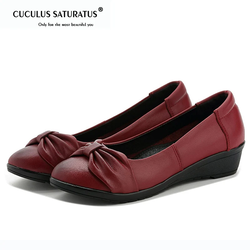 

Cuculus 2019 Women Genuine Leather Shoes Slip on Ballet Women Flats Butterfly-knot Woman Shoes Moccasins Loafers Shoes 1810