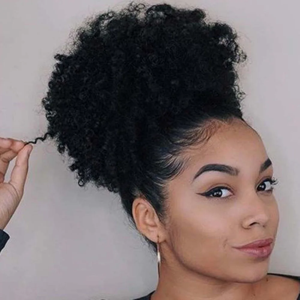 

1pc New Arrival Fashion Short Afro Puff Curly Ponytail Drawstring Clip in Hair Extension Synthetic Curly Hair For Women