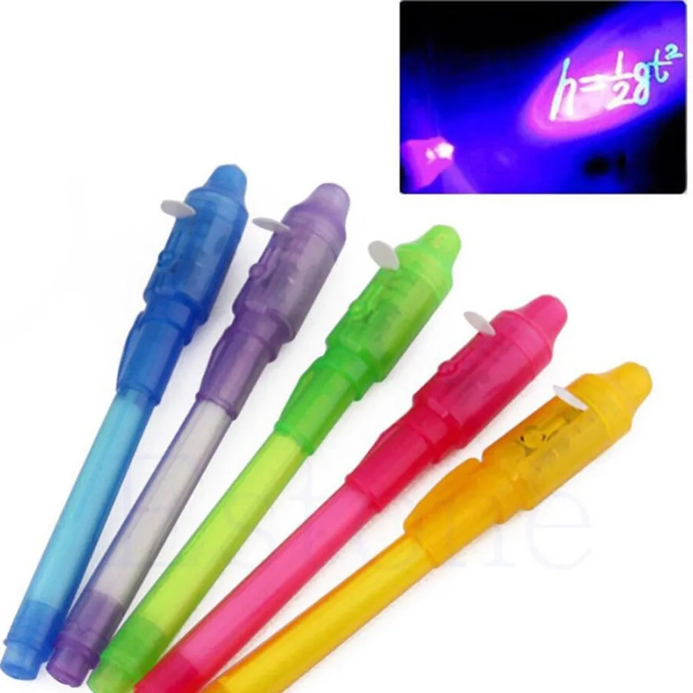 Magic 2 In 1 UV Black Light Ultra Violet Flashlight Combo Stationery Marker Penlight Highlighter Invisible Ink Pen With Battery 2