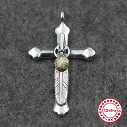 S925 серебро подвески личность классический индийская национальная пара стиль перо крест моделирование отправить подарок любимым