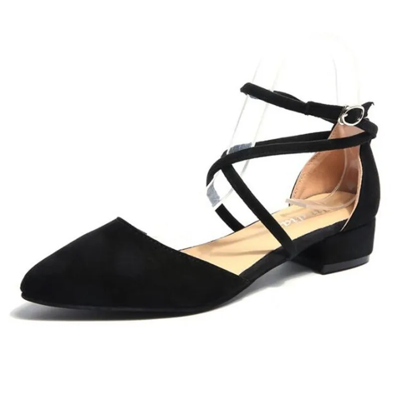 

Women's Shoes 2019 New Fashion Casual Point Toe Buckle Strap Square Heel Sandals Med Heel Shoes Female Sexy Party Sandals