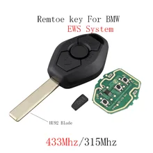 433/315Mhz Remote Key for BMW EWS System 3 X5 Z3 Z4 1/3/5/7 Series Transponder PCF7935 Chip HU92 Blade Original Car Key