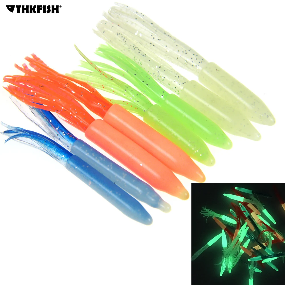 10Pcs/Lot 5cm 2in Luminous Glow Soft Lure Octopus Squid Fishing Lure Silicone Baits Skirt Lures Pesca