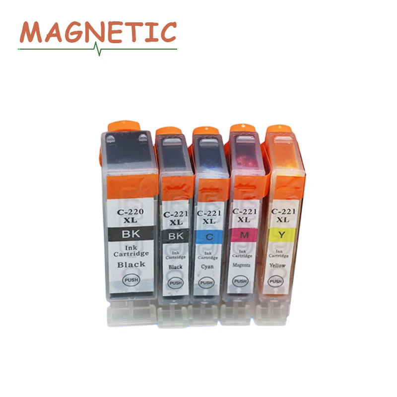 Картриджи PGI-220 CLI-221 PGI220 PGI 220 для струйных принтеров Canon PIXMA IP3600 IP4600 IP4700 MX860 MX870 5 шт. |