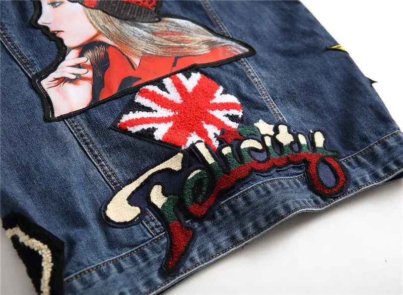 Newsosoo Fashion Mens Denim Vest With Embroidery Patchwork Slim Fit Jeans Waistcoat Male Sleeves Jeans Jacket Plus Size M-3XL  (6)