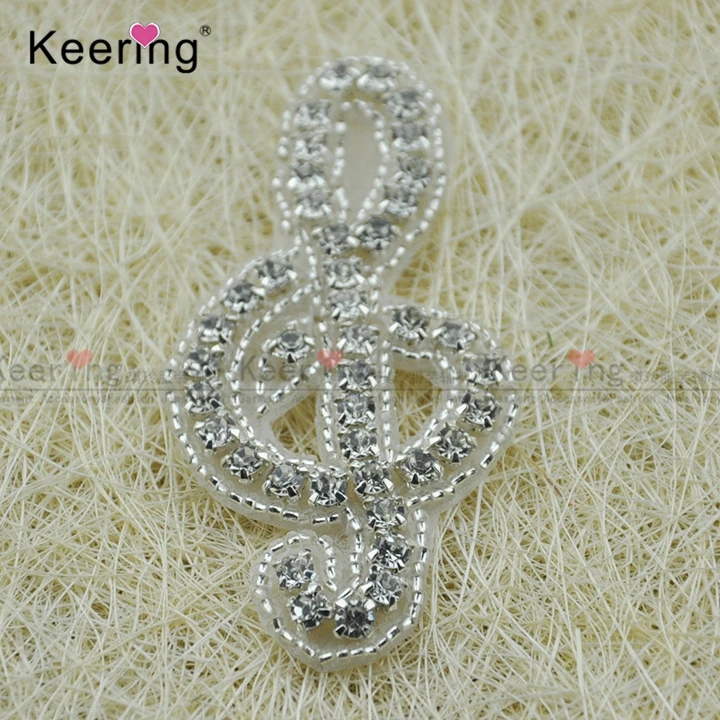 

High Quality Handmade Musical Note Beaded Rhinestone Applique WRA-898