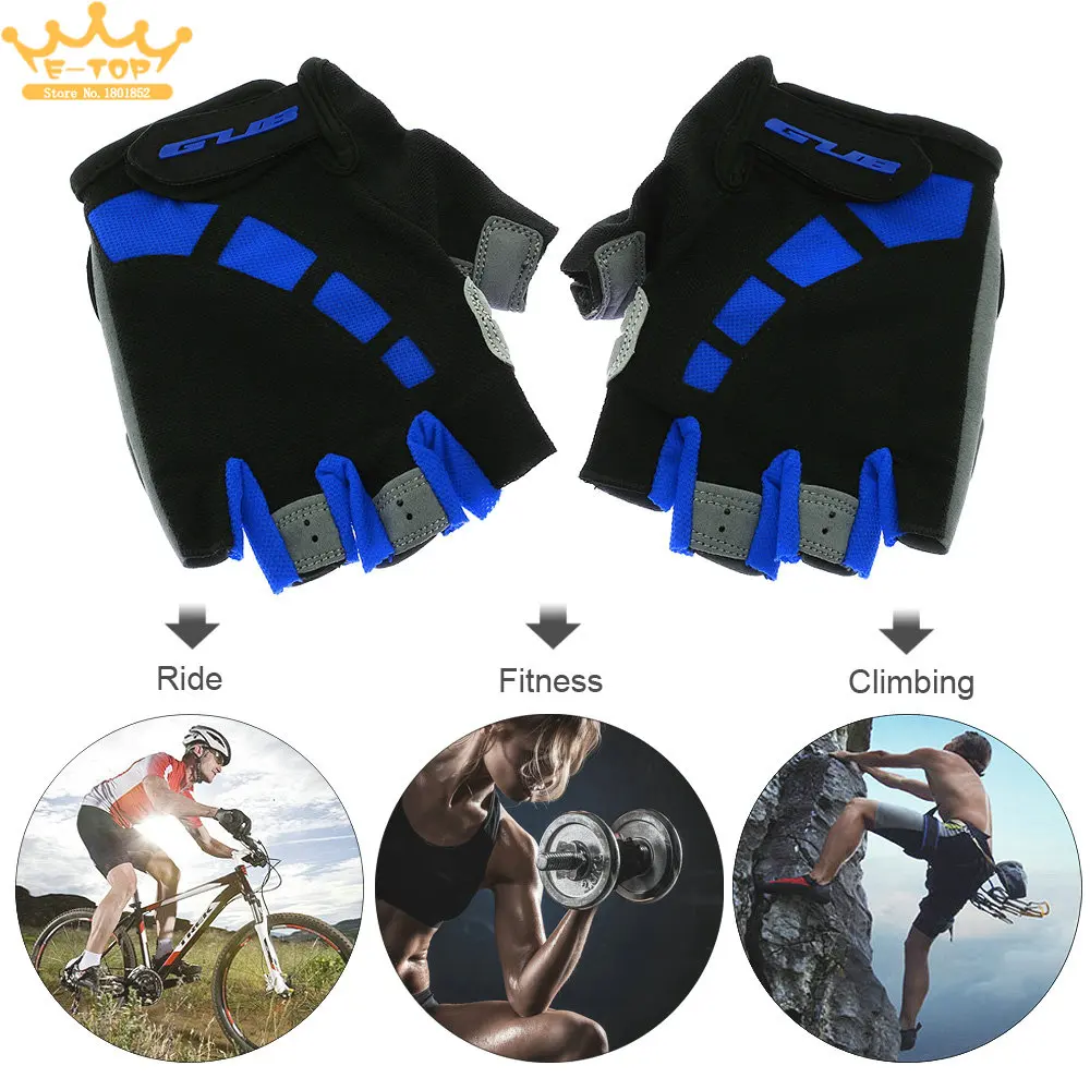 GUB Blue Shockproof Gel Padding Anti slip Breathable Lycra Cycling Half
