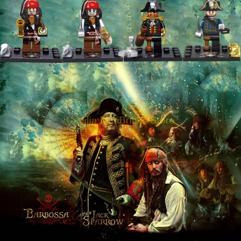 

Legoing Pirates Of The Caribbean Jack Sparrow Barbossa Henry William Building Blocks Compatible With Legoings Toys For Children