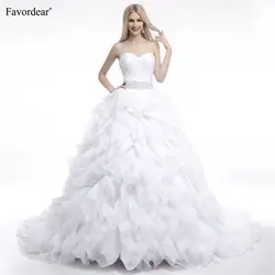 Favordear Новый Vestido De Noiva Люкс Милая бальное платье свадебное платье; Robe De Mariage Бисер талии на шнуровке свадебные платья