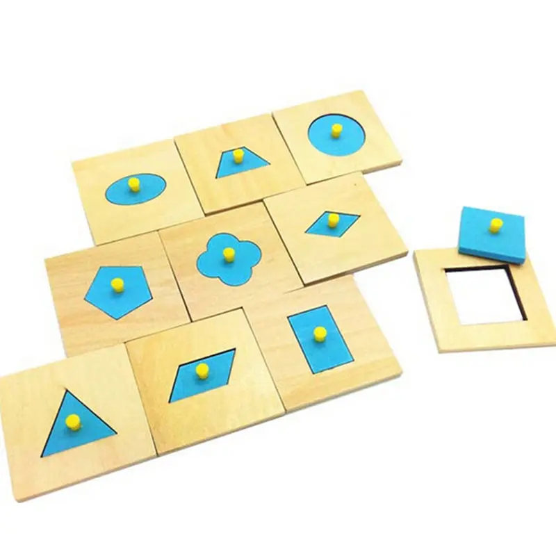 

10 Pcs Montessori Materials Wood Blue Geometry Board Baby Sensory Toys Kids Educational Early Learning Wooden Toys