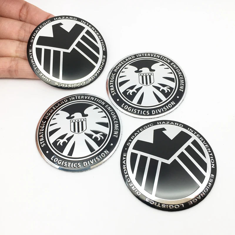 

ANTINIYA 56mm car Stickers Marvel Agents of Shield Sticker Car Styling Wheel Center Hub Cap Emblem Badge Universal Fit 4pcs
