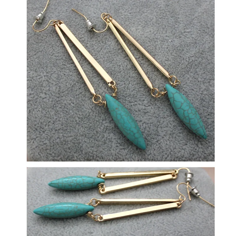 

JETTINGBUY HOT Natural Green Stone Drop Dangle Hook Earrings Women's Fashion Fashion Jewelry Accessories Valentines Gift 1 Pair