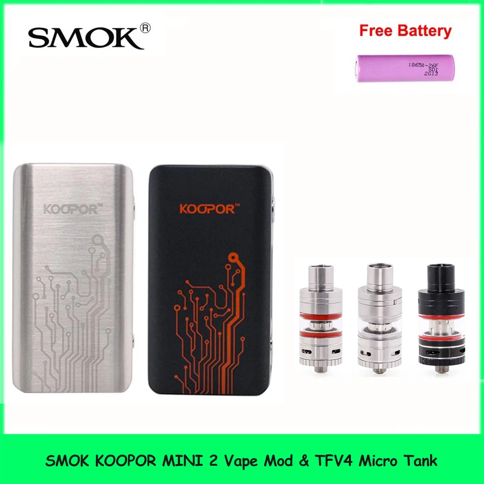 

Original SMOK KOOPOR MINI 2 Box Mod 80W Kit with Micro TFV4 Tank Atomizer fit 510 Thread E Cigarette Vape Mod vs Mag Mod WYE II