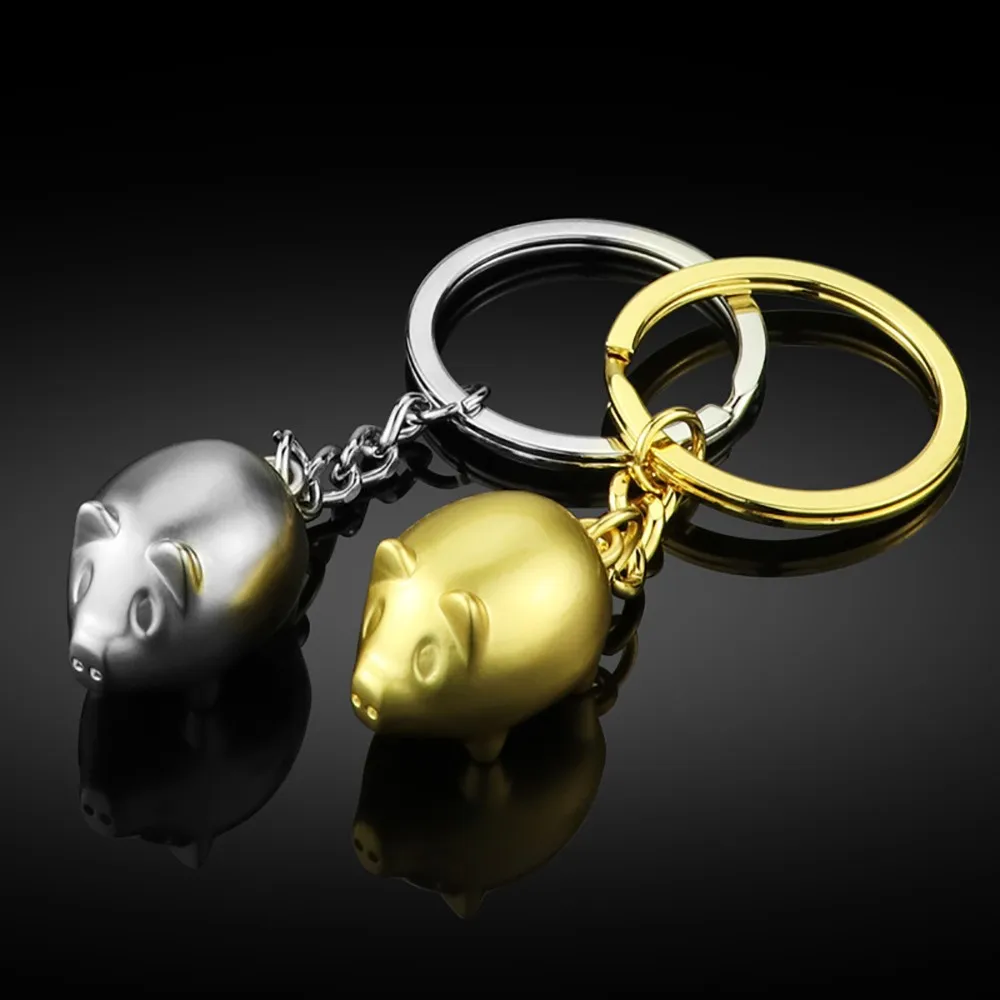

Zodiac Piglet Key Ring Gift Pendant Metal Key Ring Gold Pig Silver Pig llaveros para mujer porte clef portachiavi