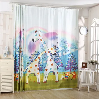 

Cute Giraffe Print Kids 3D Window Curtain for Living Room Home Decoration 2pc 1.4mx2.7mX2 PANEL Giraffe Children Bedroom Curtain