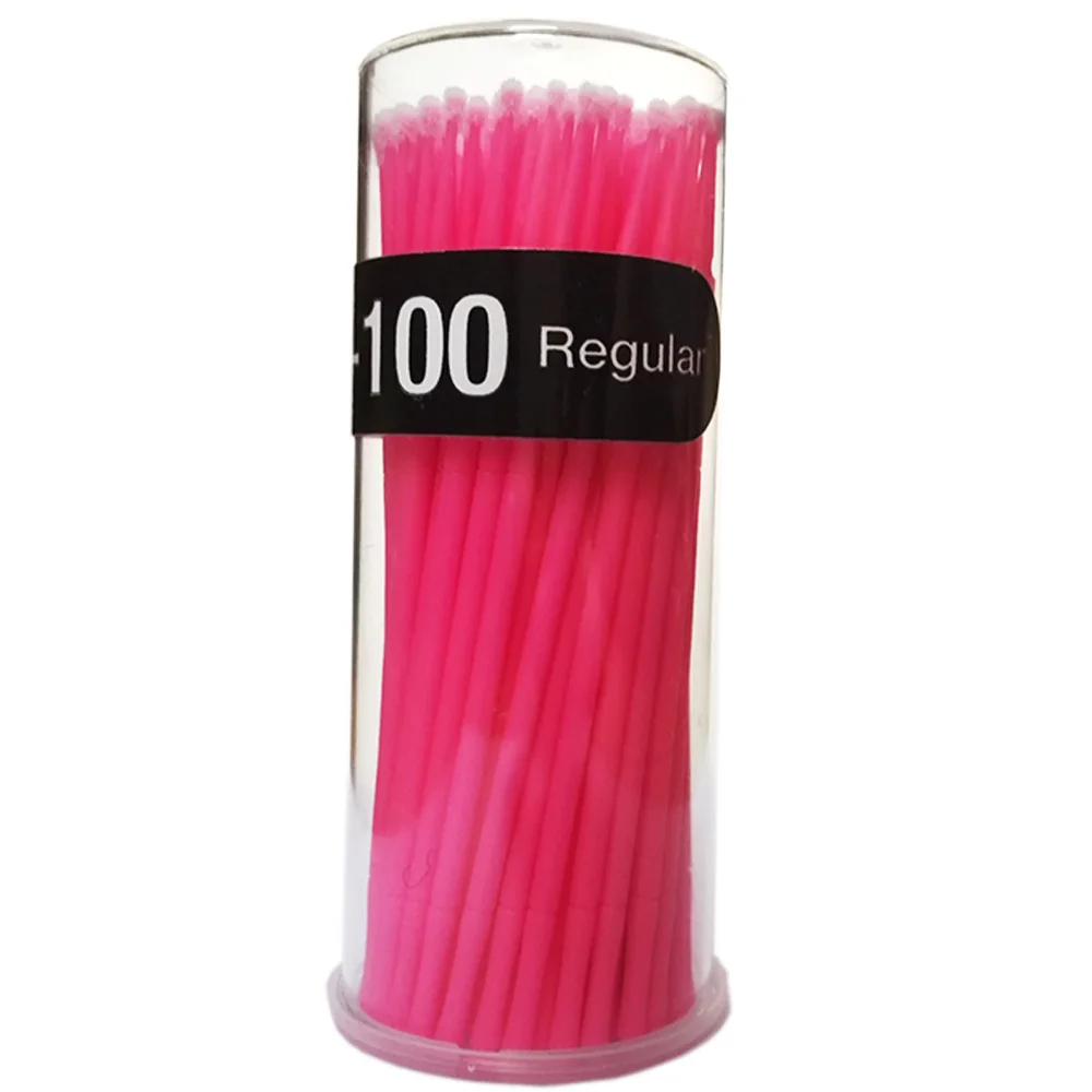 100 Pcs Disposable Makeup Brushes Pink Swab Lint Free Micro Brushes