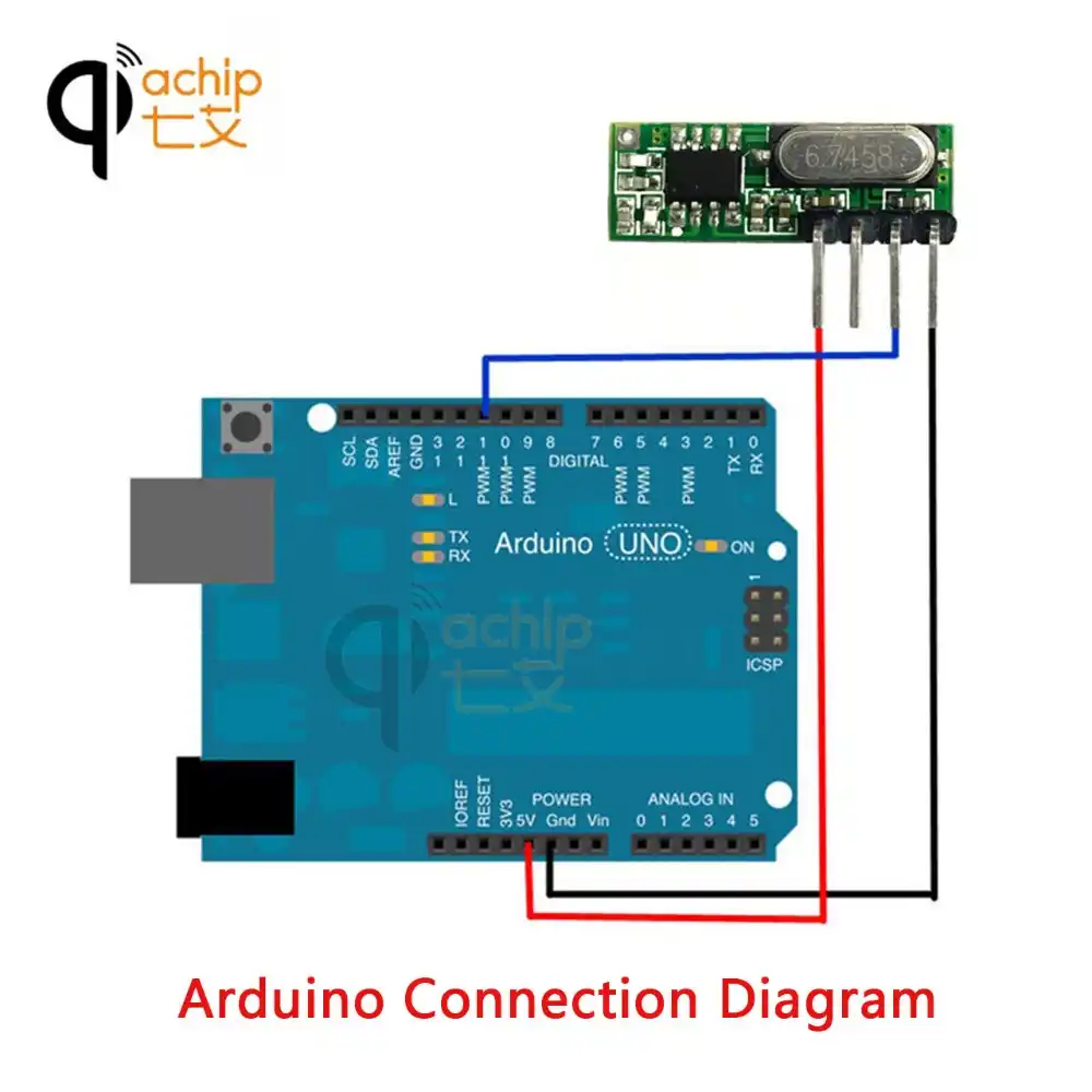QIACHIP RF 433Mhz Receiver Wireless Relay Superheterodyne ASK/OOK ...
