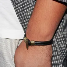 21 см Для мужчин ювелирные изделия пират Стиль бронза Пояса из натуральной кожи якорь Браслеты манжеты Плетеный Обёрточная Бумага браслет и Браслеты коричневый Цвет