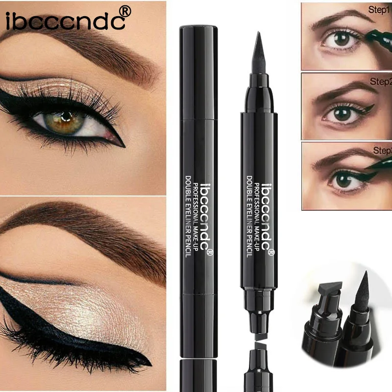 ibcccndc 1pc Thick/Thin 2 In 1 Quick Dry Eyeliner Pen Waterproof